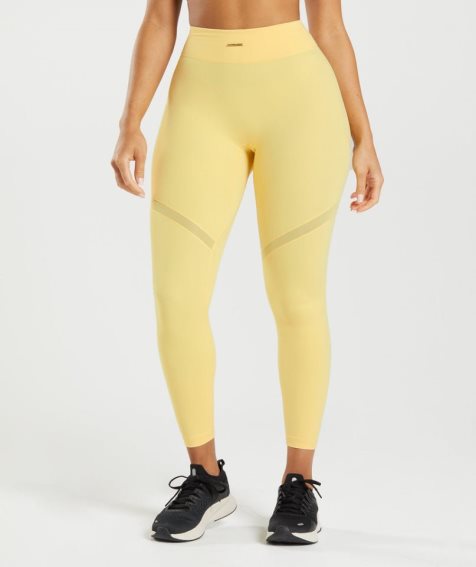 Women's Gymshark Whitney Mesh Leggings Yellow | NZ 6NPDOB